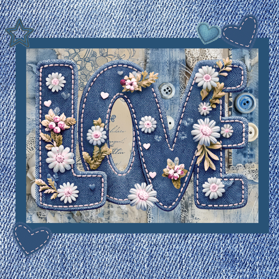Denim Love Magnet