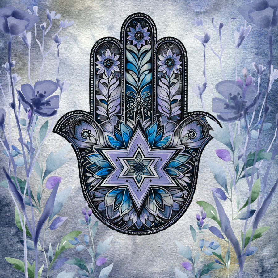 Blue Bloom Hamsa Magnet