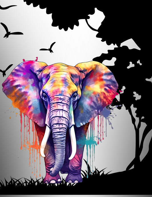 rainbow elephant silhouette