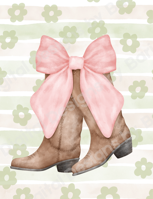 sage country boots and bow