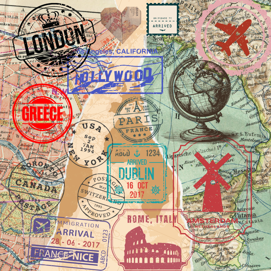 Travel Stamps Magnet