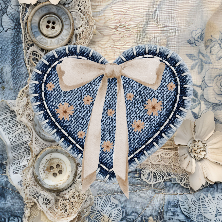 Denim Heart Magnet