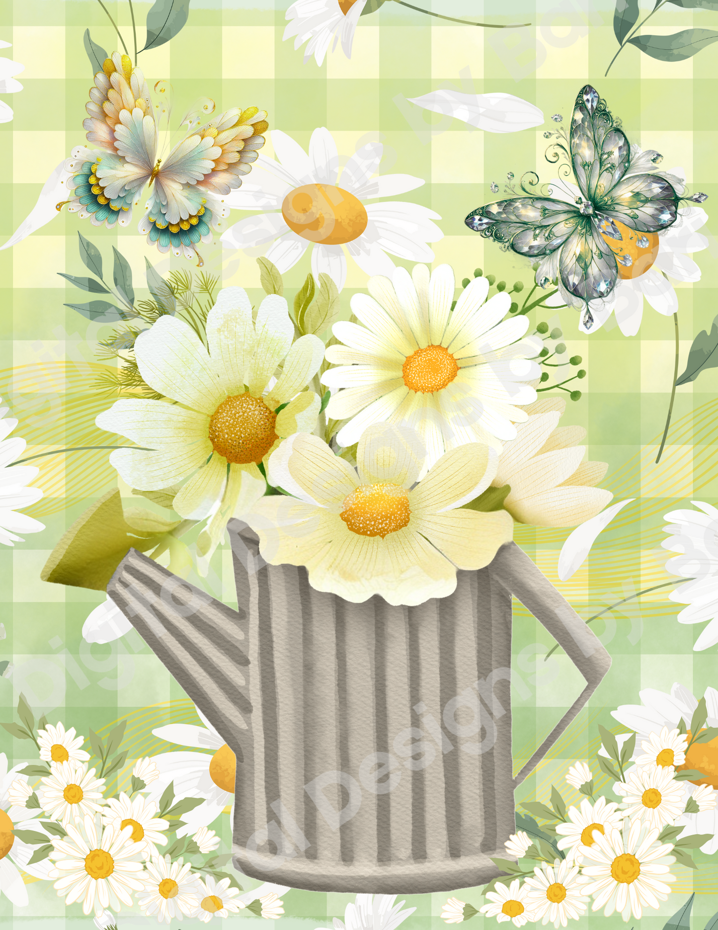 Butterfly Meadow – Daisies and Butterflies Wall Art | Digital Designs by Bari