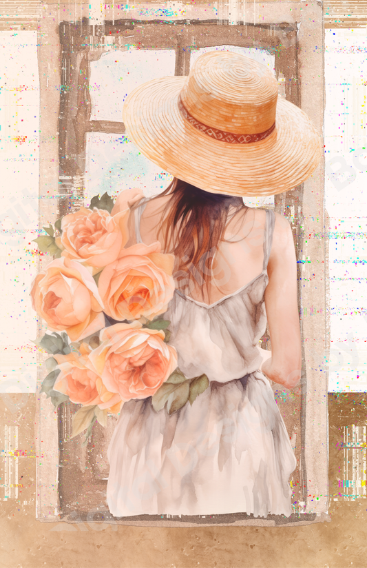 lady in peach