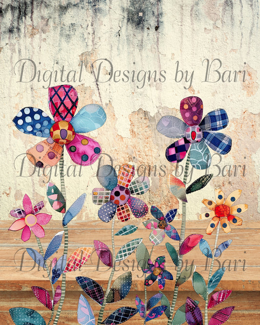 Rustic Patchwork Blooms Magnet