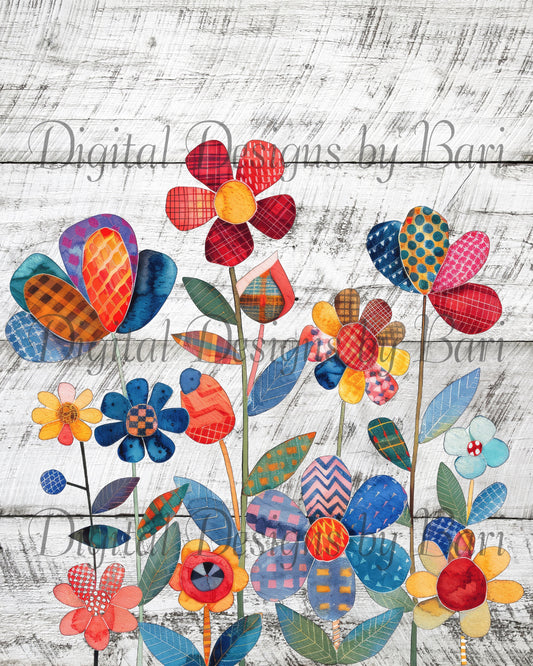 Patchwork Blooms Whitewash Magnet