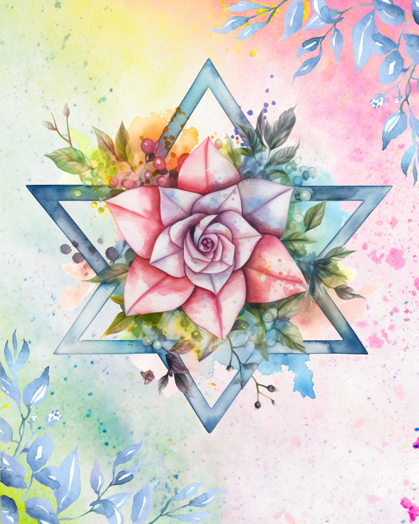 watercolor star of david